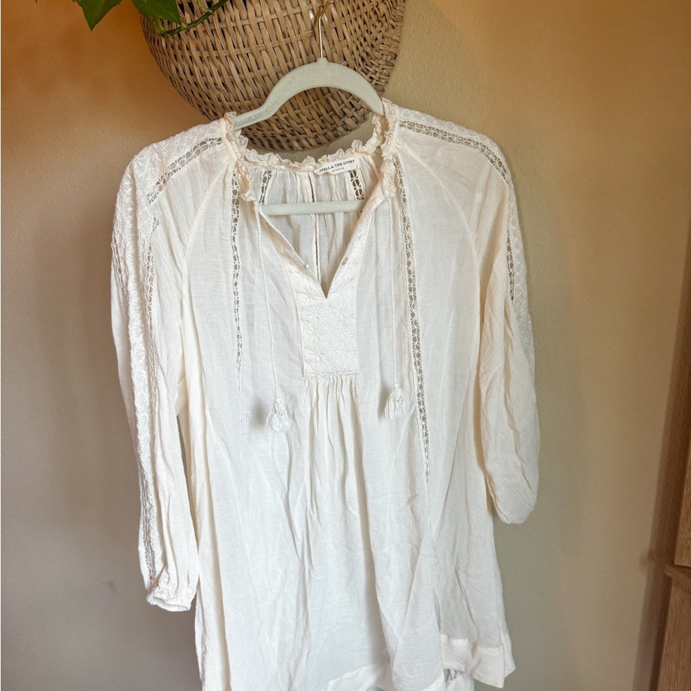 Spell Cream Peasant Mini Dress